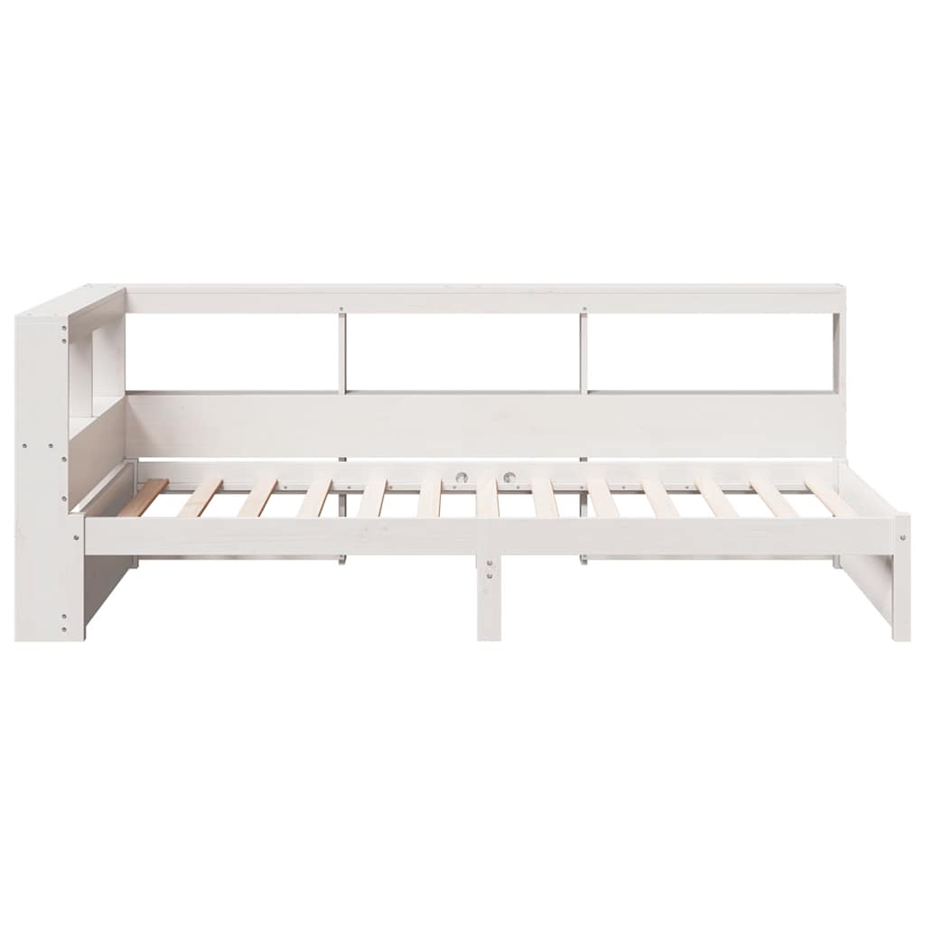 Lit bibliothèque sans matelas blanc 75x190cm bois de pin massif