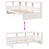 Lit bibliothèque sans matelas blanc 75x190cm bois de pin massif