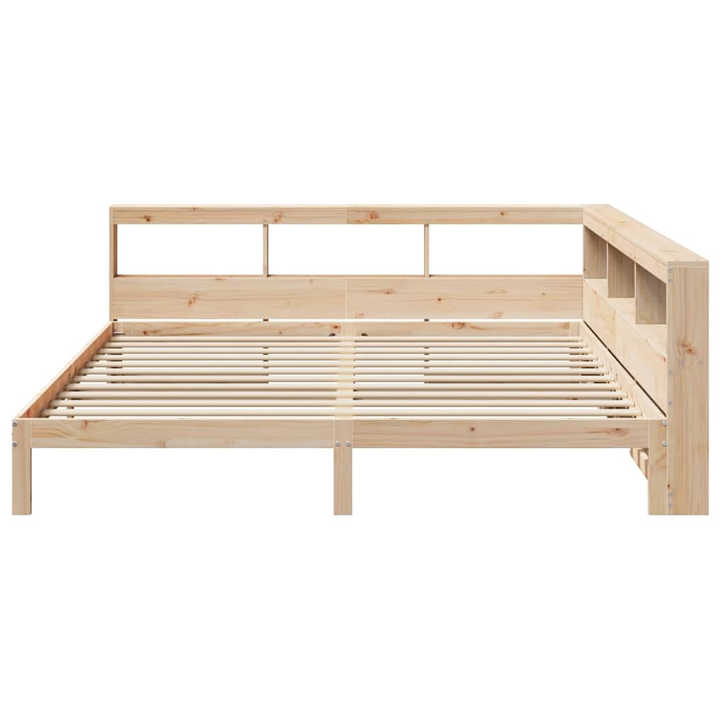 Lit bibliothèque sans matelas 200x200 cm bois massif de pin