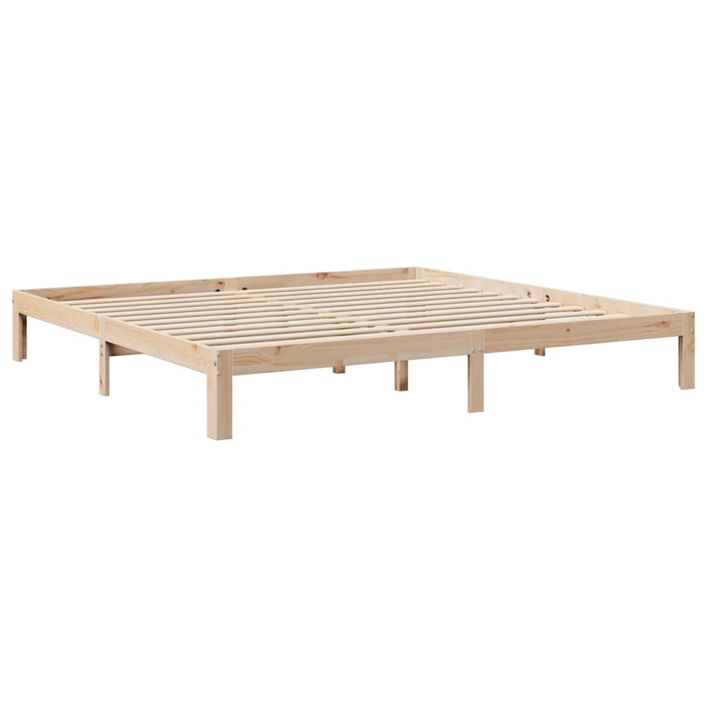 Lit bibliothèque sans matelas 200x200 cm bois massif de pin