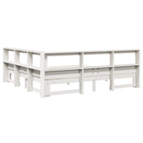 Lit bibliothèque sans matelas blanc 200x200 cm bois pin massif