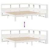 Lit bibliothèque sans matelas blanc 200x200 cm bois pin massif