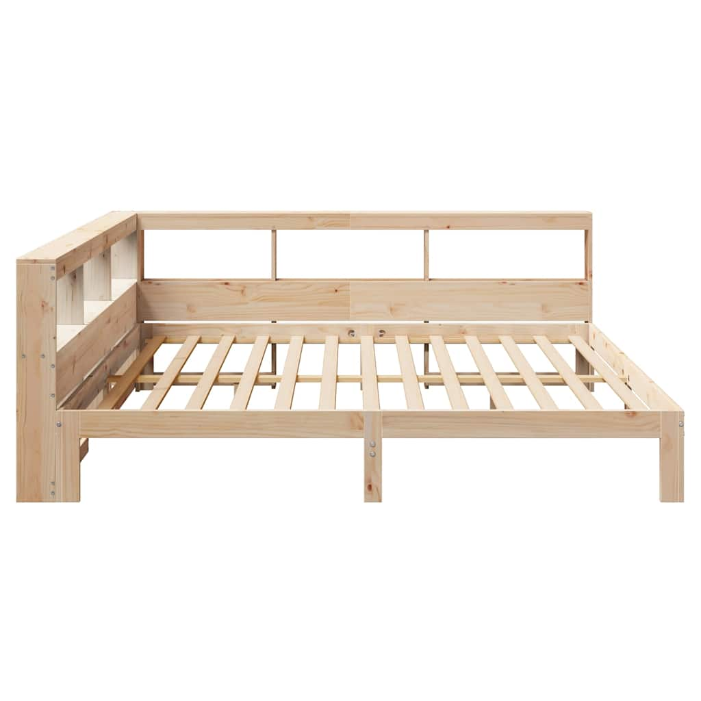 Lit bibliothèque sans matelas 180x200 cm bois massif de pin