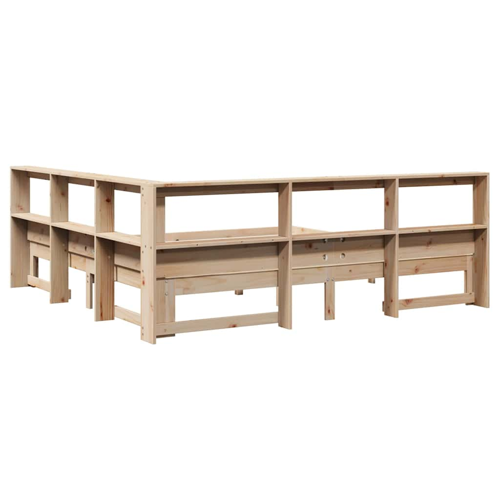 Lit bibliothèque sans matelas 180x200 cm bois massif de pin