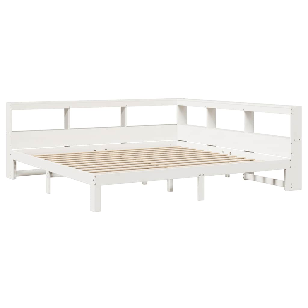 Lit bibliothèque sans matelas blanc 180x200 cm bois pin massif