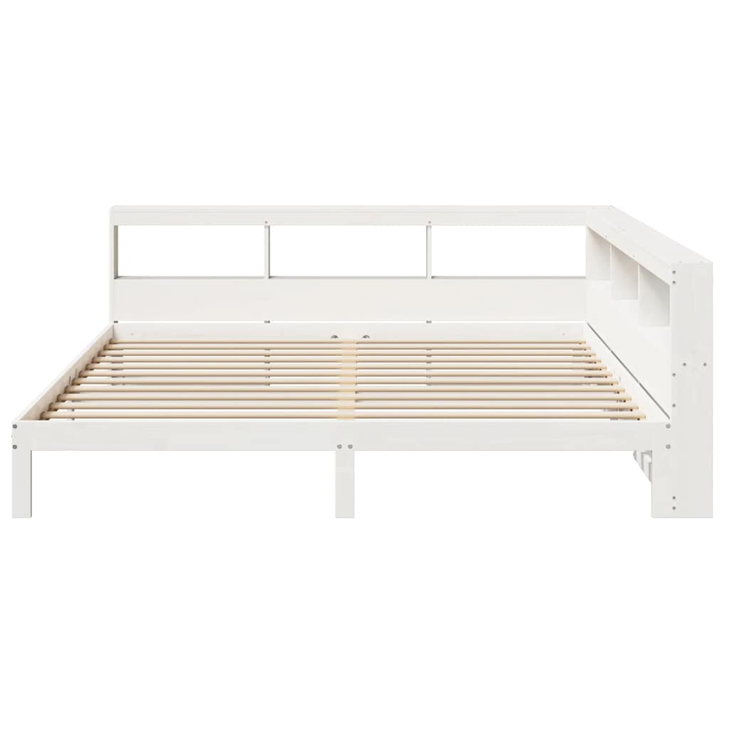 Lit bibliothèque sans matelas blanc 180x200 cm bois pin massif