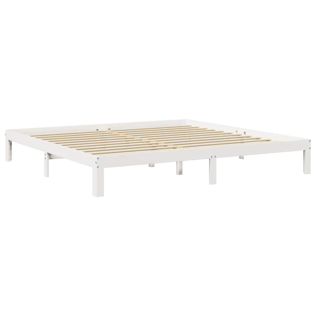 Lit bibliothèque sans matelas blanc 180x200 cm bois pin massif