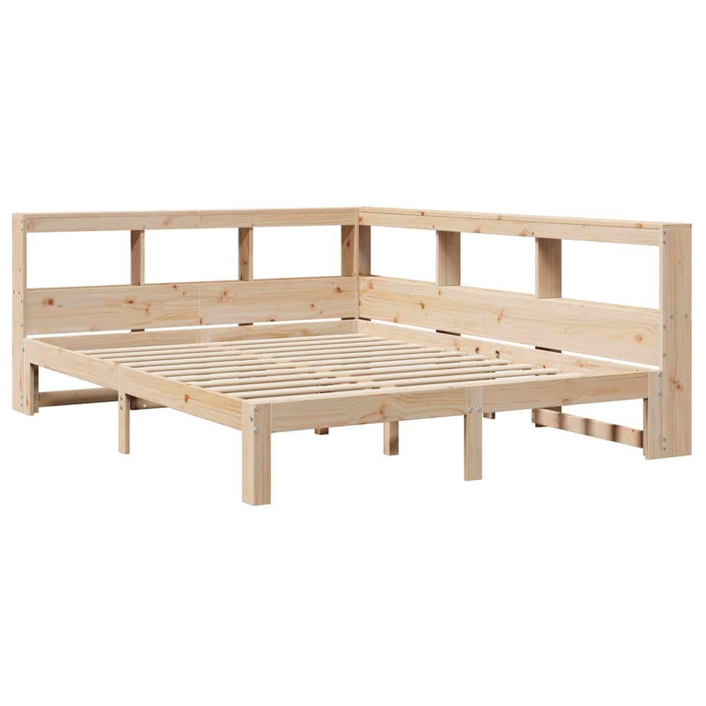 Lit bibliothèque sans matelas 160x200 cm bois massif de pin