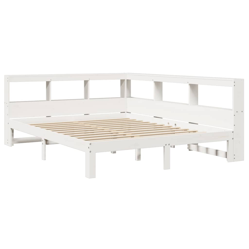 White library bed without mattress 160x200 cm solid pine wood