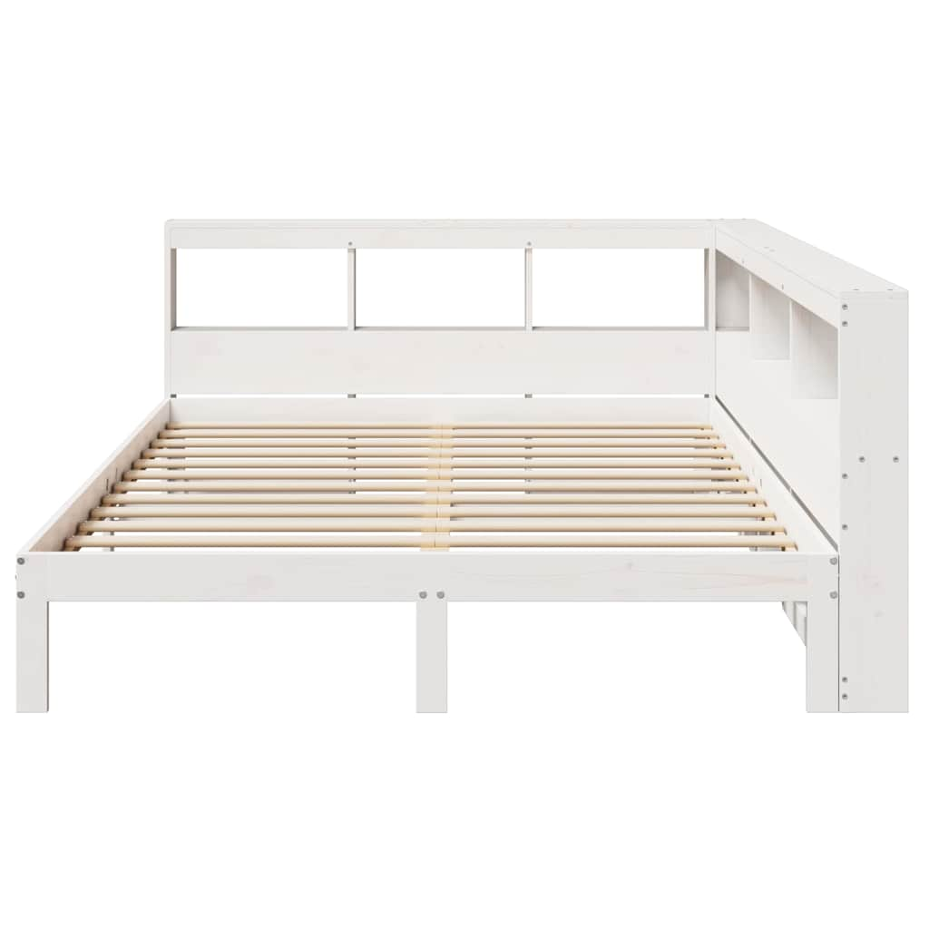 White library bed without mattress 160x200 cm solid pine wood