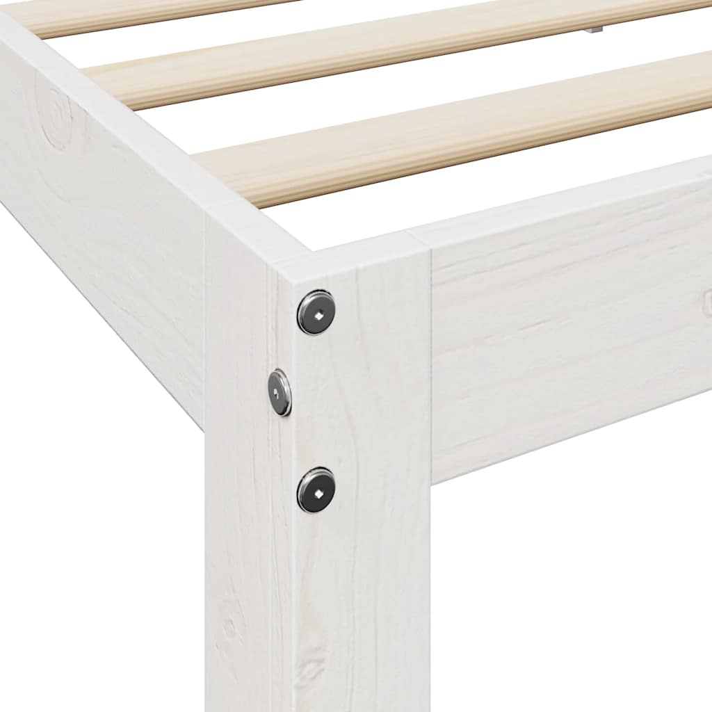 White library bed without mattress 160x200 cm solid pine wood