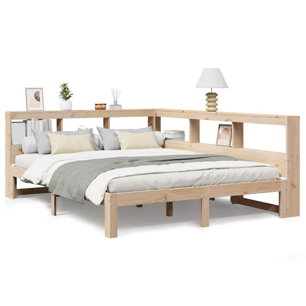 Library bed without mattress 150x200 cm solid pine wood