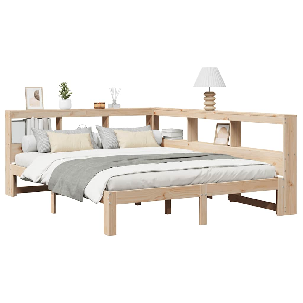 Library bed without mattress 150x200 cm solid pine wood