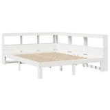 Lit bibliothèque sans matelas blanc 150x200 cm bois pin massif