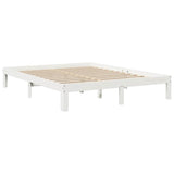 Lit bibliothèque sans matelas blanc 150x200 cm bois pin massif