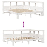 Lit bibliothèque sans matelas blanc 150x200 cm bois pin massif