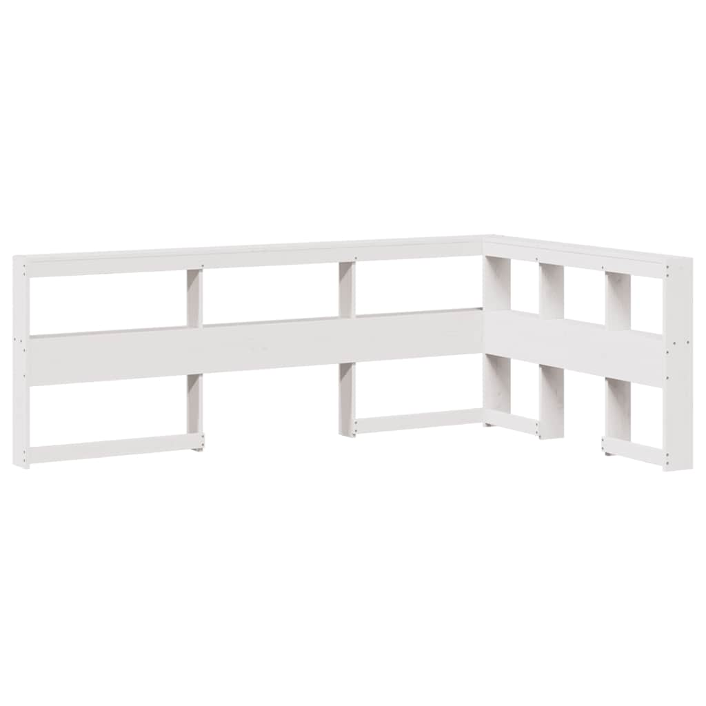 Lit bibliothèque sans matelas blanc 140x200 cm bois pin massif