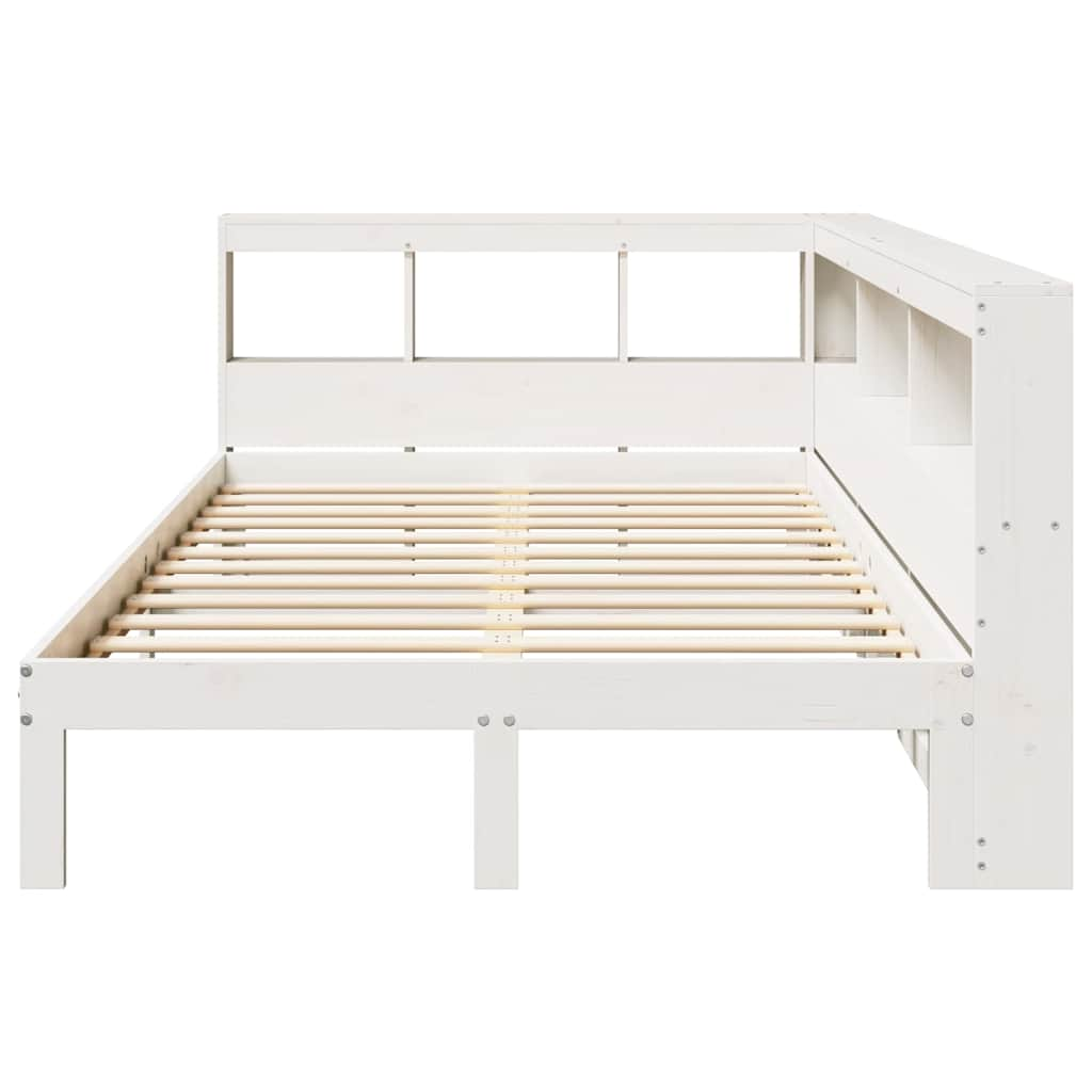 Lit bibliothèque sans matelas blanc 120x200 cm bois pin massif