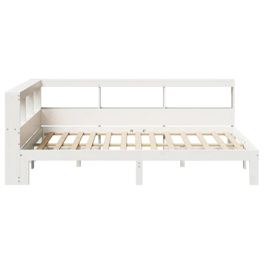 Lit bibliothèque sans matelas blanc 120x200 cm bois pin massif