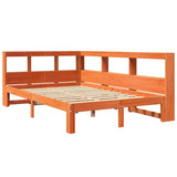 Lit bibliothèque sans matelas cire marron 120x200 cm pin massif