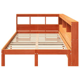 Lit bibliothèque sans matelas cire marron 120x200 cm pin massif