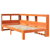 Lit bibliothèque sans matelas cire marron 100x200 cm pin massif