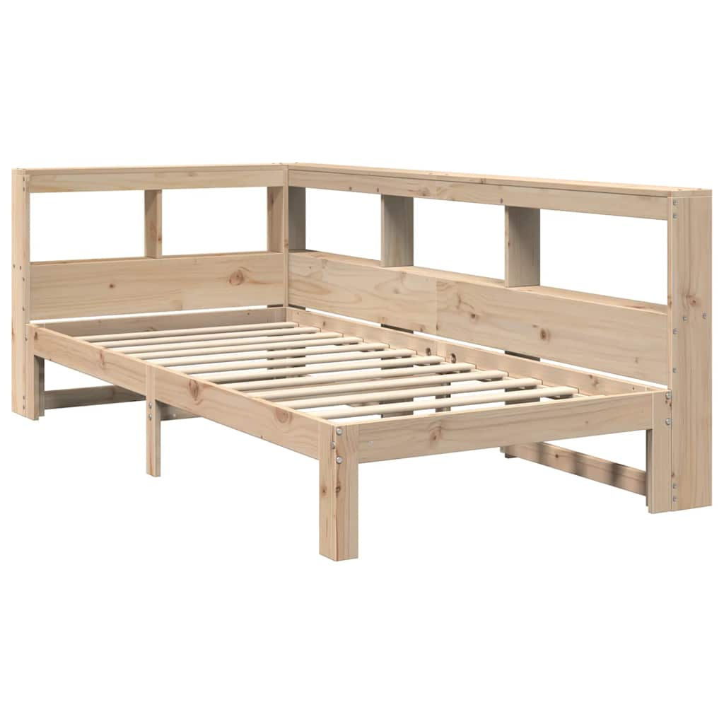 Lit bibliothèque sans matelas 90x200 cm bois de pin massif