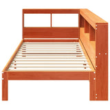 Lit bibliothèque sans matelas cire marron 90x200 cm pin massif