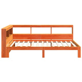 Lit bibliothèque sans matelas cire marron 90x200 cm pin massif