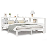 Lit bibliothèque sans matelas blanc 140x190 cm bois pin massif