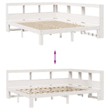 Lit bibliothèque sans matelas blanc 140x190 cm bois pin massif