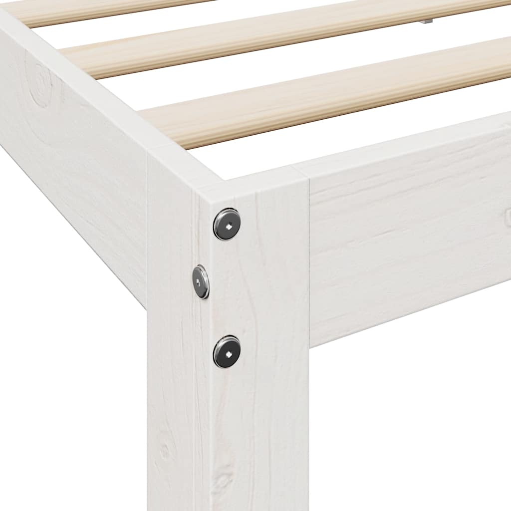 Lit bibliothèque sans matelas blanc 140x190 cm bois pin massif