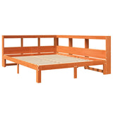 Lit bibliothèque sans matelas cire marron 140x190 cm pin massif