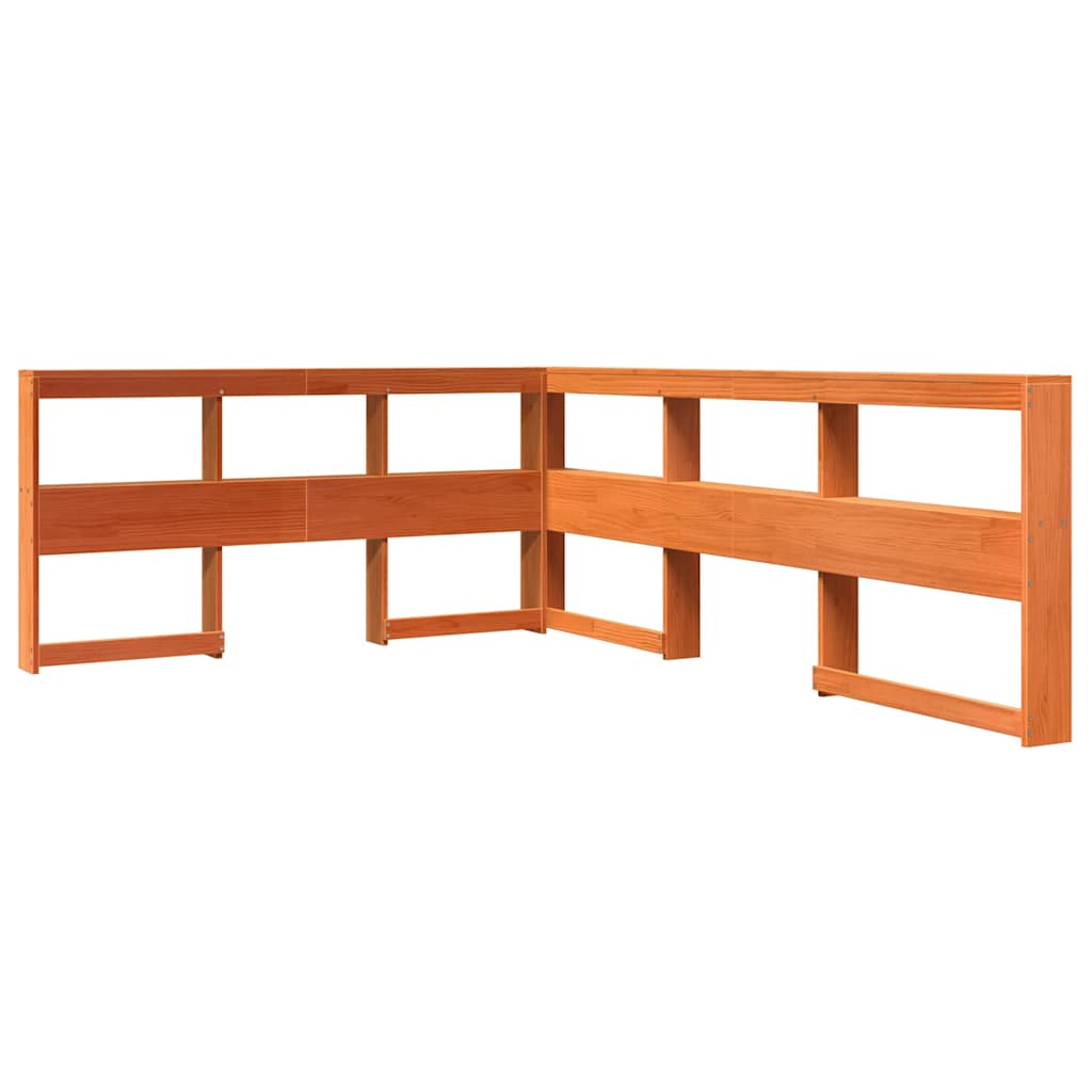 Lit bibliothèque sans matelas cire marron 140x190 cm pin massif