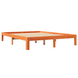 Lit bibliothèque sans matelas cire marron 140x190 cm pin massif