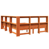 Lit bibliothèque sans matelas cire marron 140x190 cm pin massif