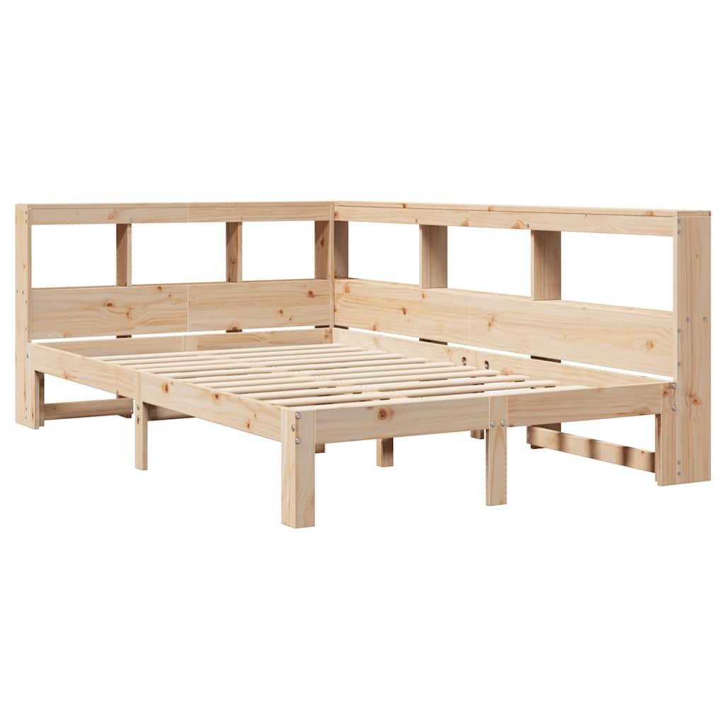 Lit bibliothèque sans matelas 135x190 cm bois de pin massif