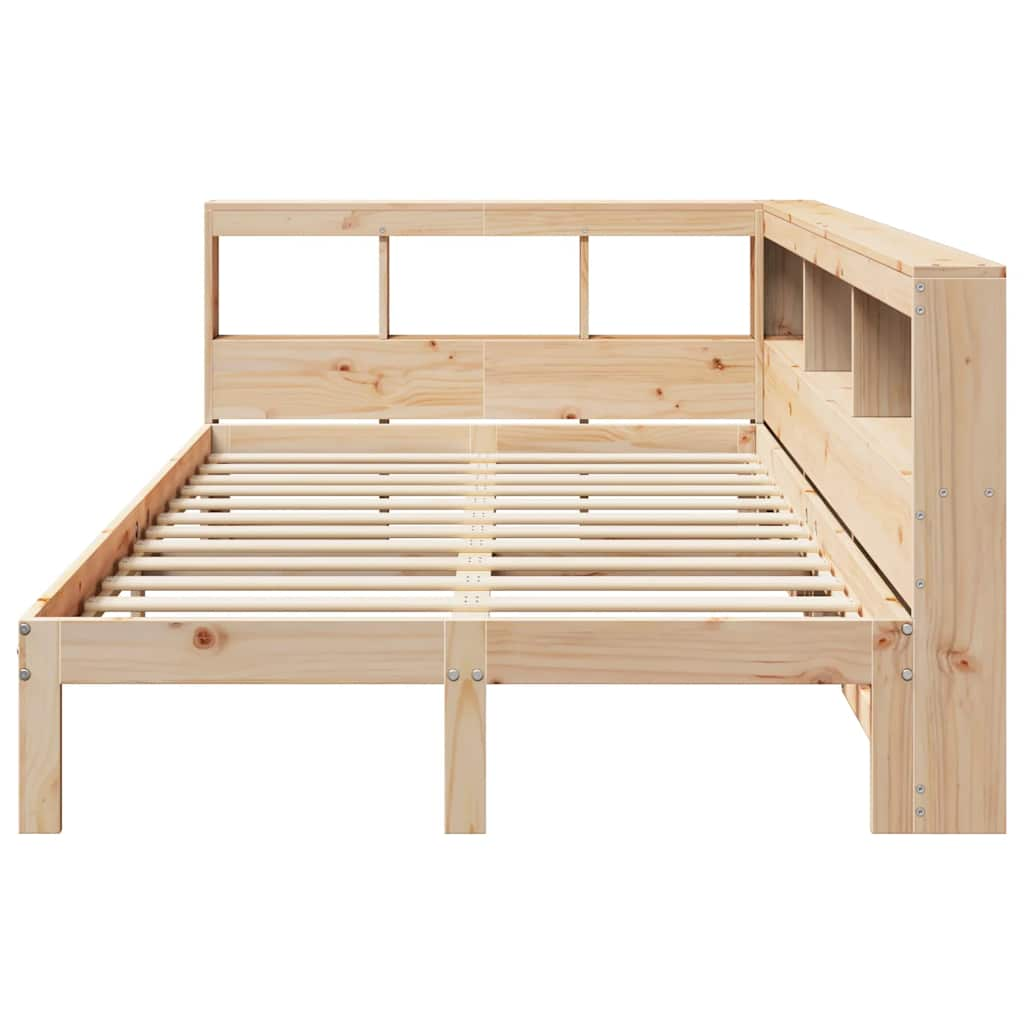 Lit bibliothèque sans matelas 135x190 cm bois de pin massif