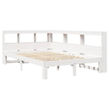 White library bed without mattress 135x190 cm solid pine wood