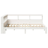 White library bed without mattress 135x190 cm solid pine wood