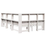 White library bed without mattress 135x190 cm solid pine wood