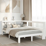 White library bed without mattress 135x190 cm solid pine wood