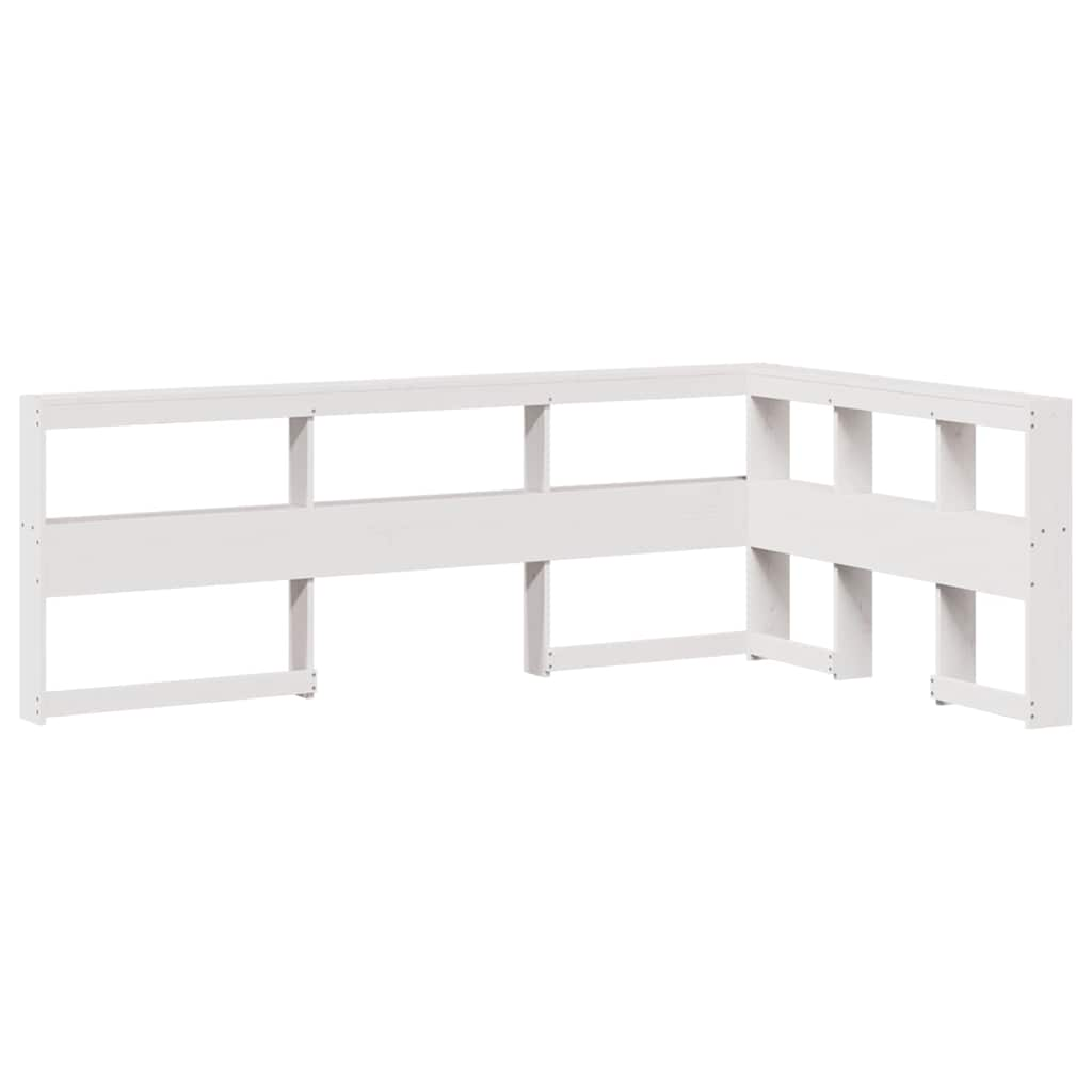 Lit bibliothèque sans matelas blanc 120x190 cm bois pin massif