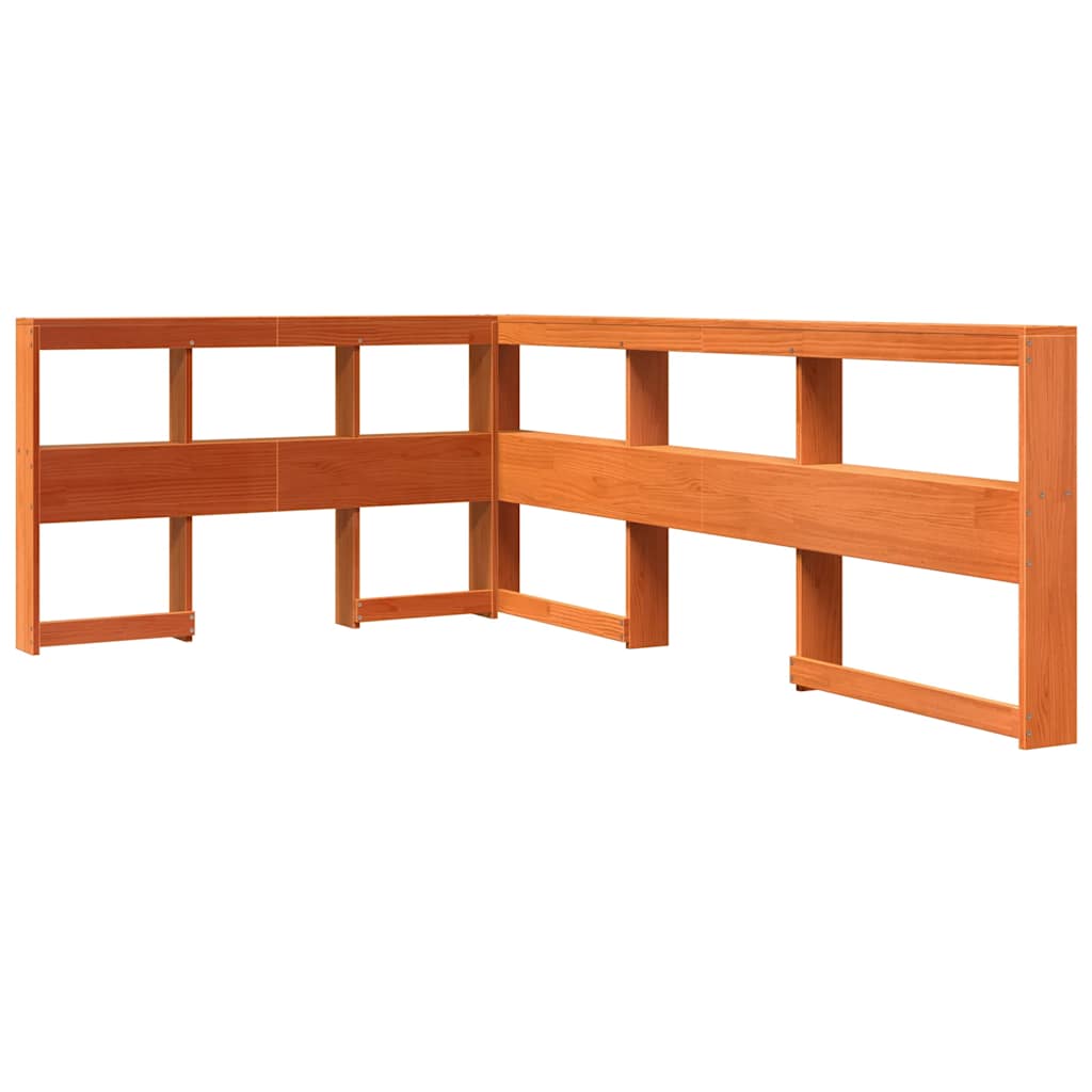 Lit bibliothèque sans matelas cire marron 120x190cm pin massif