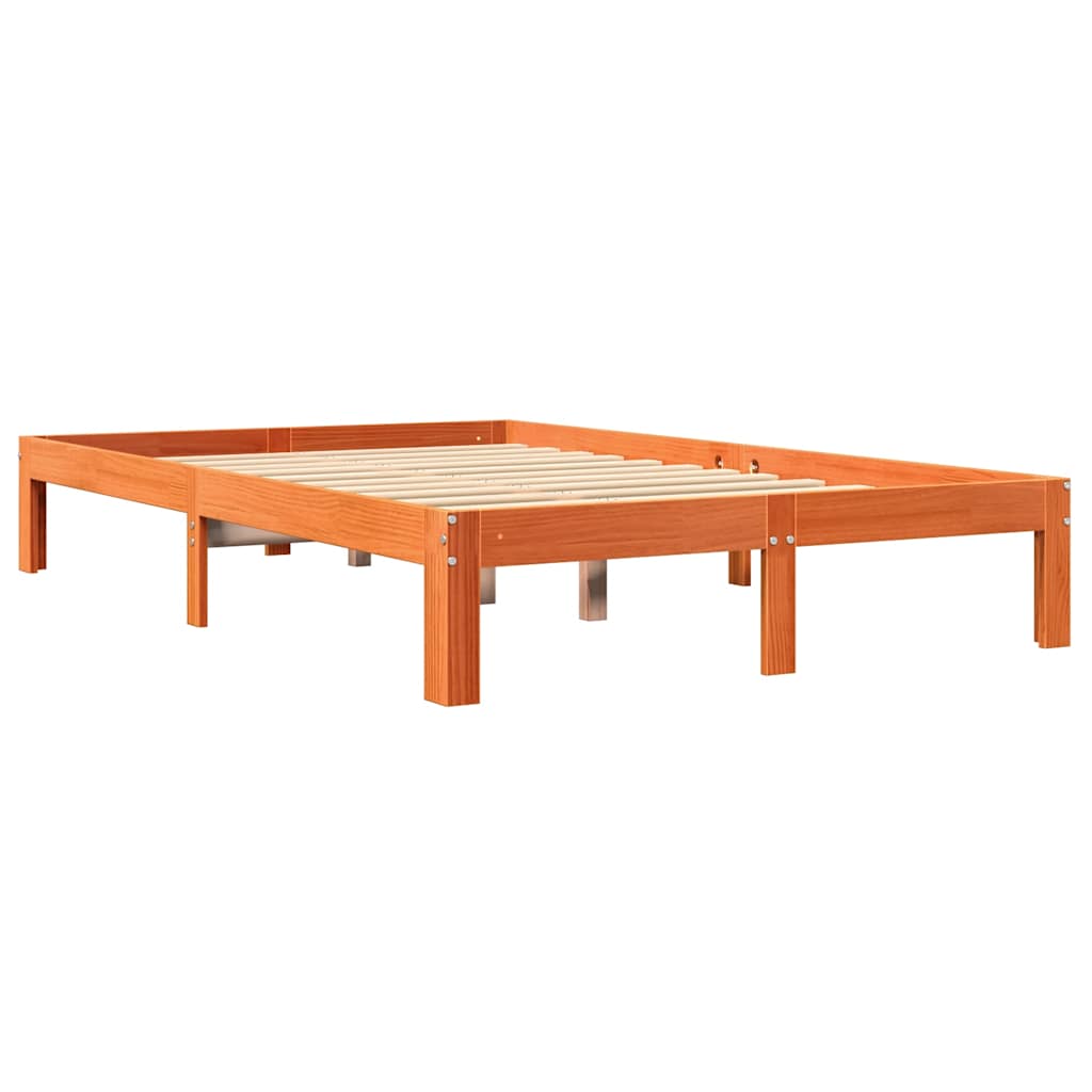 Lit bibliothèque sans matelas cire marron 120x190cm pin massif