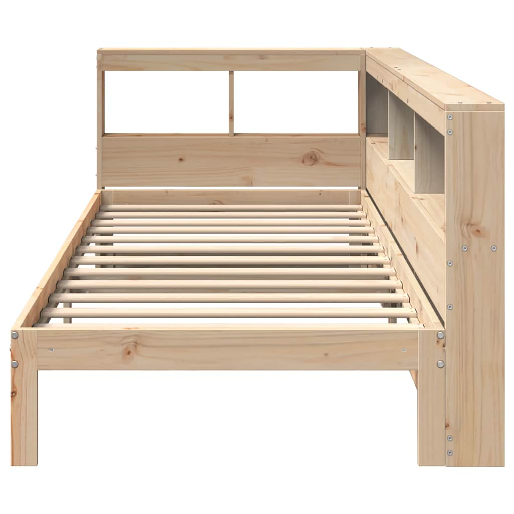 Lit bibliothèque sans matelas 75x190 cm bois de pin massif