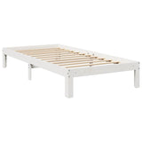 Lit bibliothèque sans matelas blanc 75x190cm bois de pin massif