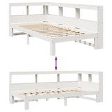 Lit bibliothèque sans matelas blanc 75x190cm bois de pin massif