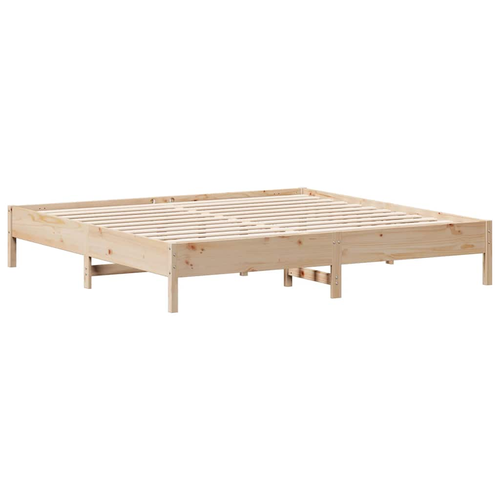 Lit bibliothèque sans matelas 200x200 cm bois massif de pin