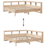 Lit bibliothèque sans matelas 200x200 cm bois massif de pin